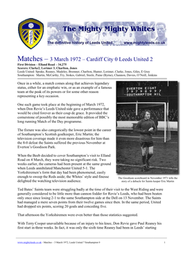 Matches – 3 March 1972