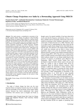 Climate Change Projections Over India by a Downscaling Approach Using PRECIS