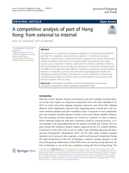 A Competitive Analysis of Port of Hong Kong: from External to Internal Zihua Liu1, Dong Yang2* and Y