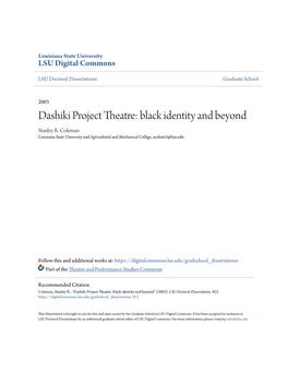 Dashiki Project Theatre: Black Identity and Beyond Stanley R