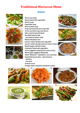 Traditional Moroccan Menu