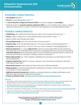 IH Summary: Characteristics & Diagnostic Criteria