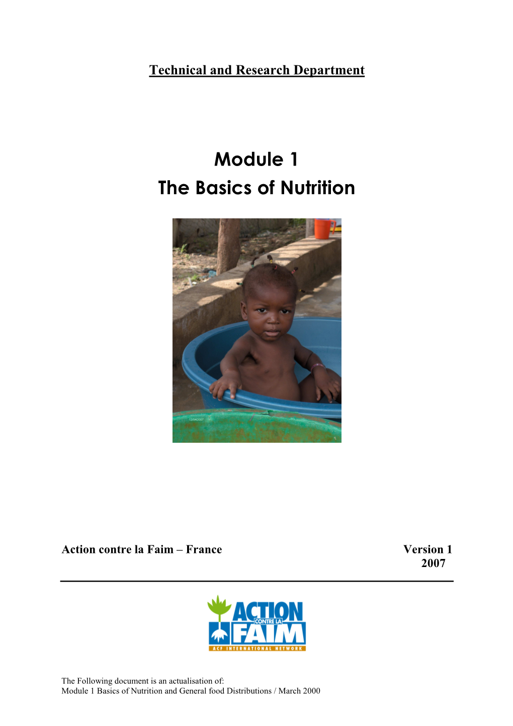 Version 1 Module the Basics of Nutrition 2007