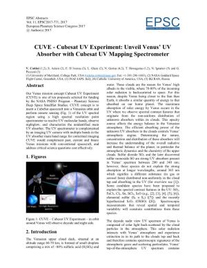 Cubesat UV Experiment: Unveil Venus’ UV Absorber with Cubesat UV Mapping Spectrometer