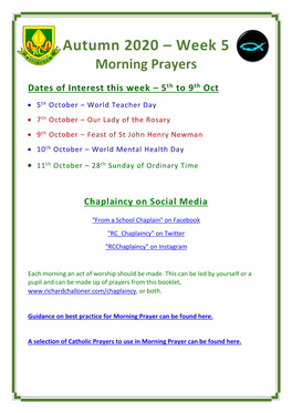 Autumn 2020 – Week 5 Morning Prayers