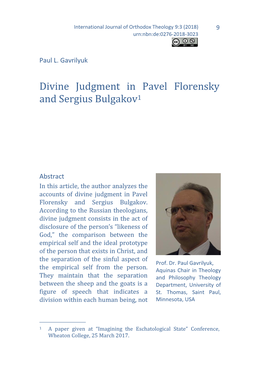 Divine Judgment in Pavel Florensky and Sergius Bulgakov1