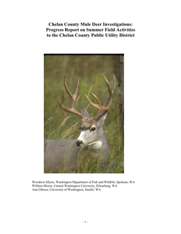 Chelan County Mule Deer Investigations: Progress Report on Summer Field Activities to the Chelan County Public Utility District