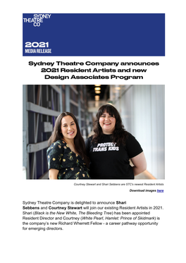 Sydney Theatre Company Is Delighted to Announce Shari Sebbens and Courtney Stewart Will Join Our Existing Resident Artists in 2021