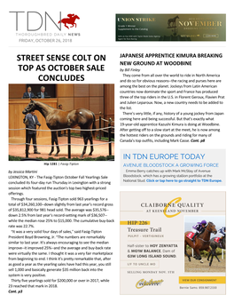 Street Sense Colt on Top As October Sale Concludes