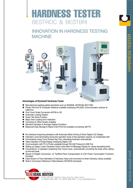 Hardness Tester Bestroc & Bestbri Innovation in Hardness Testing Machine Hardness Tester