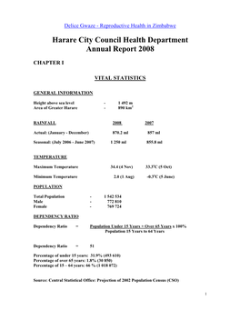 Harare City Council Health Department Annual Report 2008