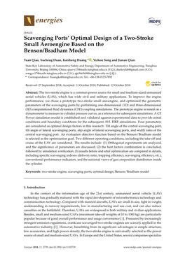 Scavenging Ports' Optimal Design of a Two-Stroke Small Aeroengine Based on the Benson/Bradham Model