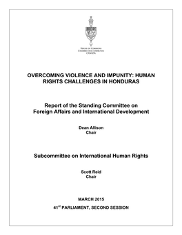 Overcoming Violence and Impunity: Human Rights Challenges in Honduras
