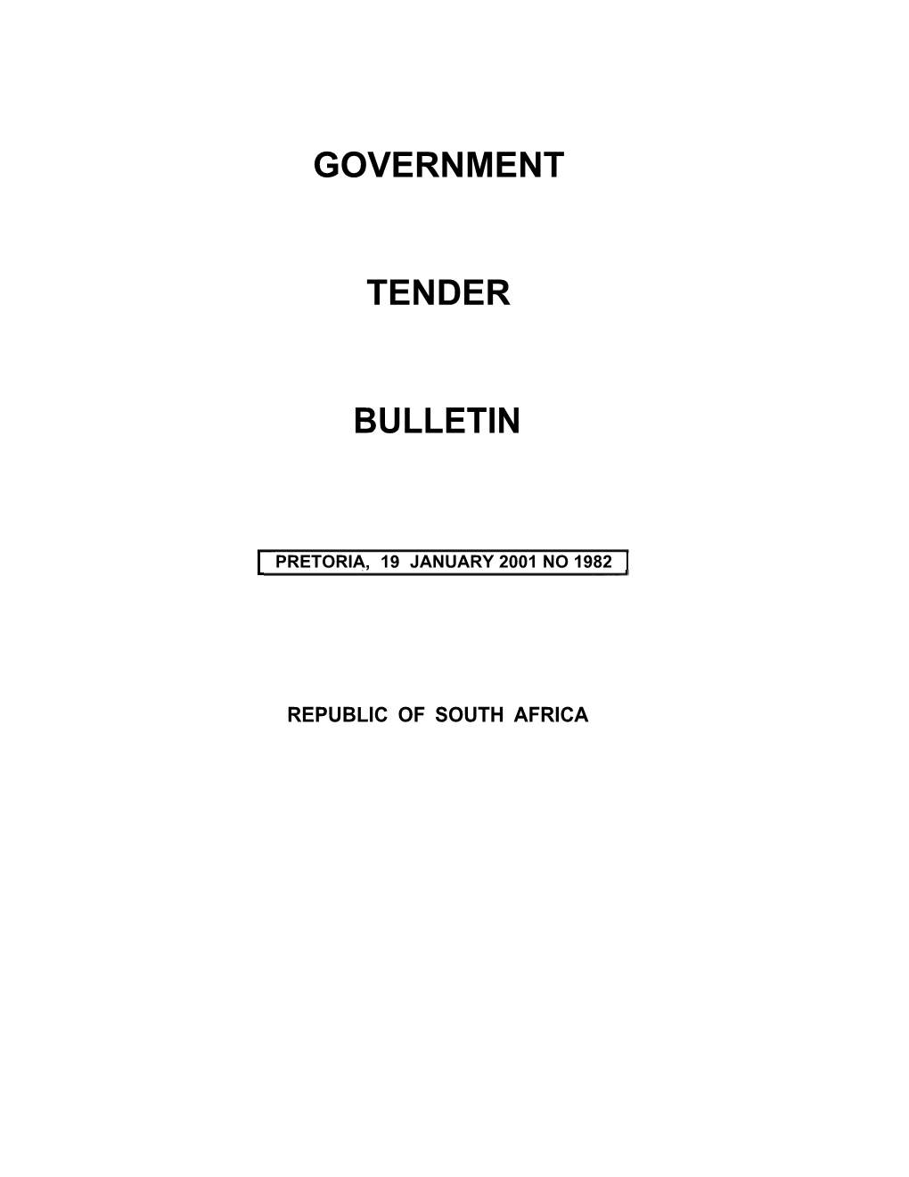 Tender Bulletin 1982