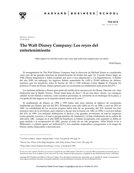 The Walt Disney Company: Los Reyes Del Entretenimiento