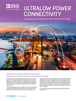 Connectivity Solutions for the Internet of Things