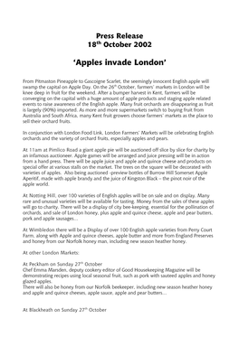 'Apples Invade London'