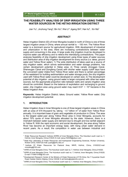 The Feasibility Analysis of Drip Irrigation Using Three Water Sources in the Hetao Irrigation District