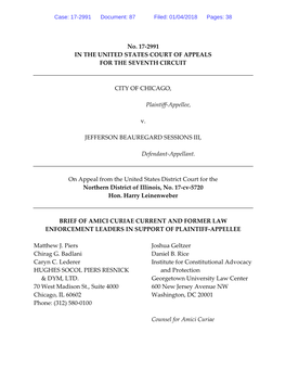 Brief of Amici Curiae Current and Former Law Enforcement Leaders in Support of Plaintiff-Appellee