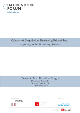 Cultures of Negotiation: Explaining Britain’S Hard Bargaining in the Brexit Negotiations