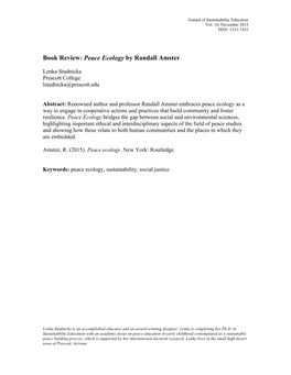 Book Review: Peace Ecology by Randall Amster