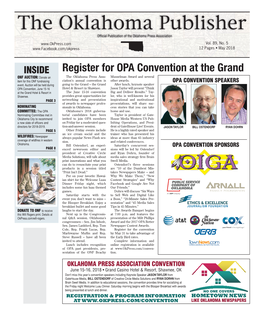 The Oklahoma Publisher Official Publication of the Oklahoma Press Association