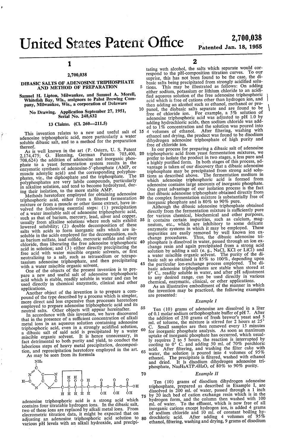 United States Patent Office Patented Jan