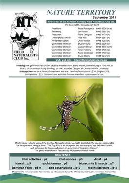NATURE TERRITORY September 2011 Newsletter of the Northern Territory Field Naturalists Club Inc