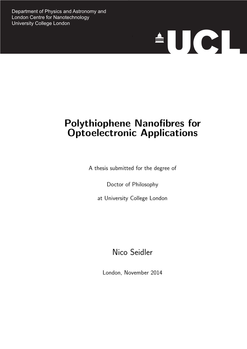 Polythiophene Nanofibres for Optoelectronic Applications