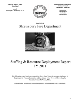 Shrewsbury Fire Department Staffing & Resource Deployment Report FY