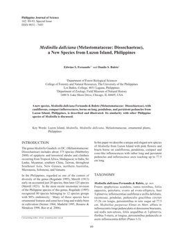 Medinilla Dallciana (Melastomataceae: Dissochaeteae), a New Species from Luzon Island, Philippines
