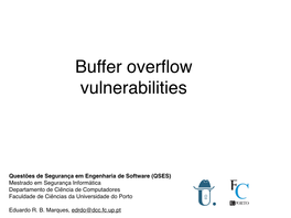 Buffer Overflow Vulnerabilities