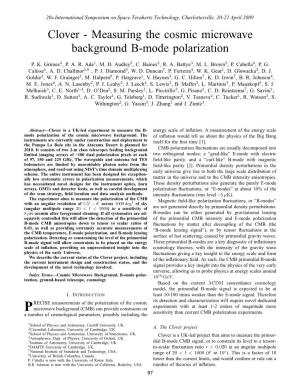 Clover - Measuring the Cosmic Microwave Background B-Mode Polarization