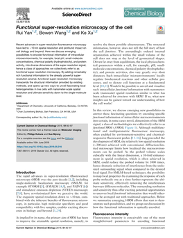 Functional Super-Resolution Microscopy of the Cell