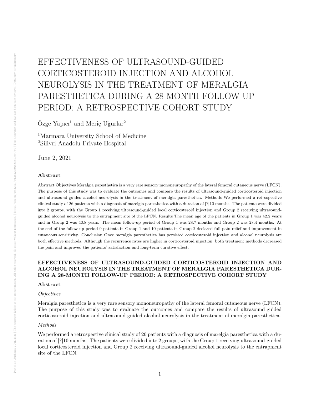 Effectiveness of Ultrasound-Guided