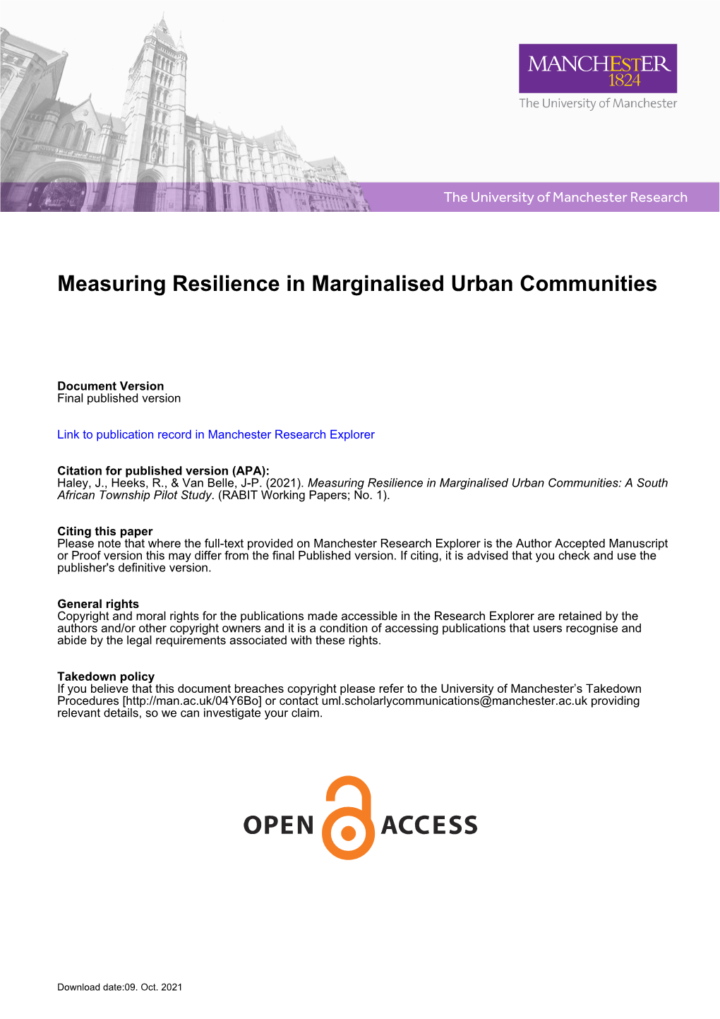 RABIT Working Paper 1 Township Resilience