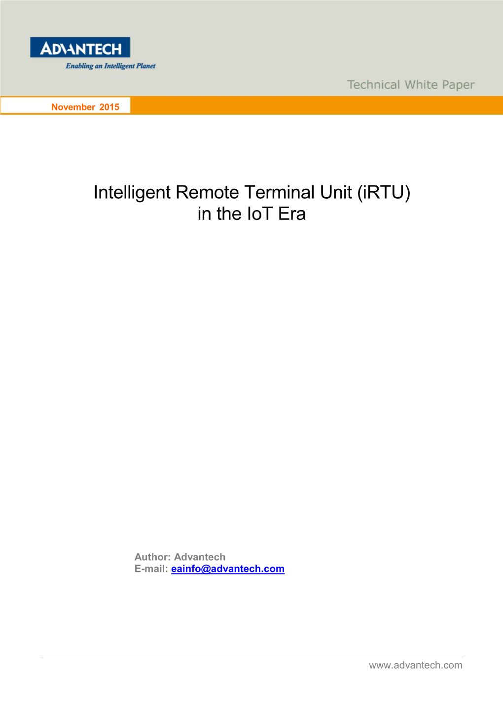 Intelligent Remote Terminal Unit (Irtu) in the Iot Era