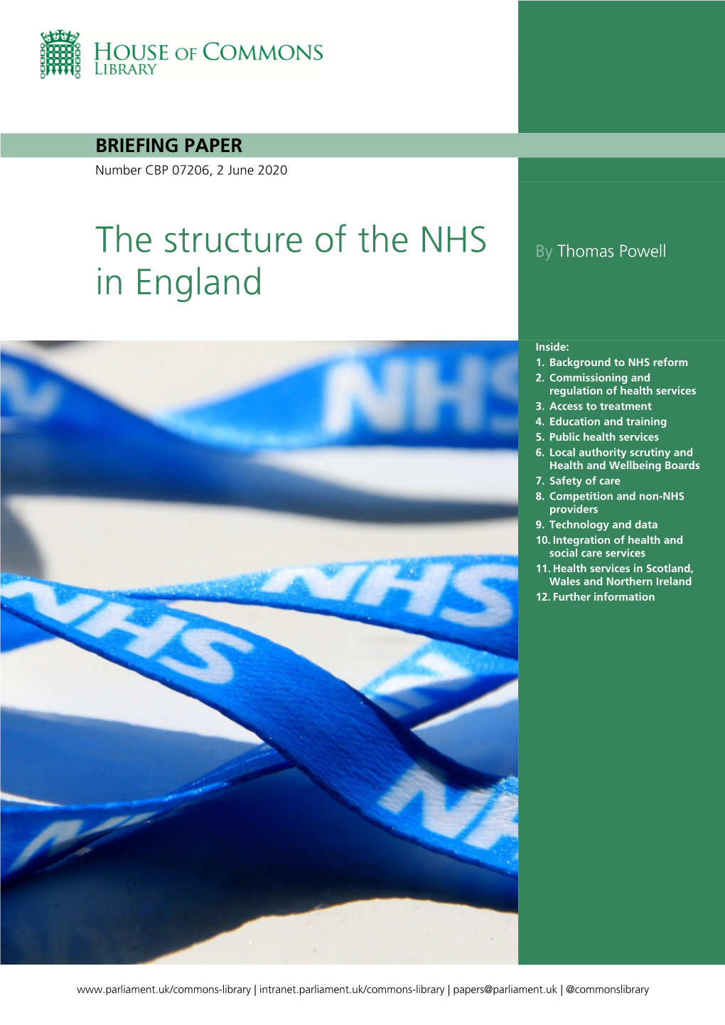 The Structure of the NHS in England