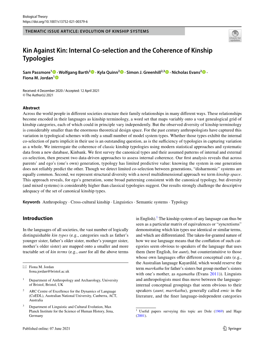 Internal Co-Selection and the Coherence of Kinship Typologies