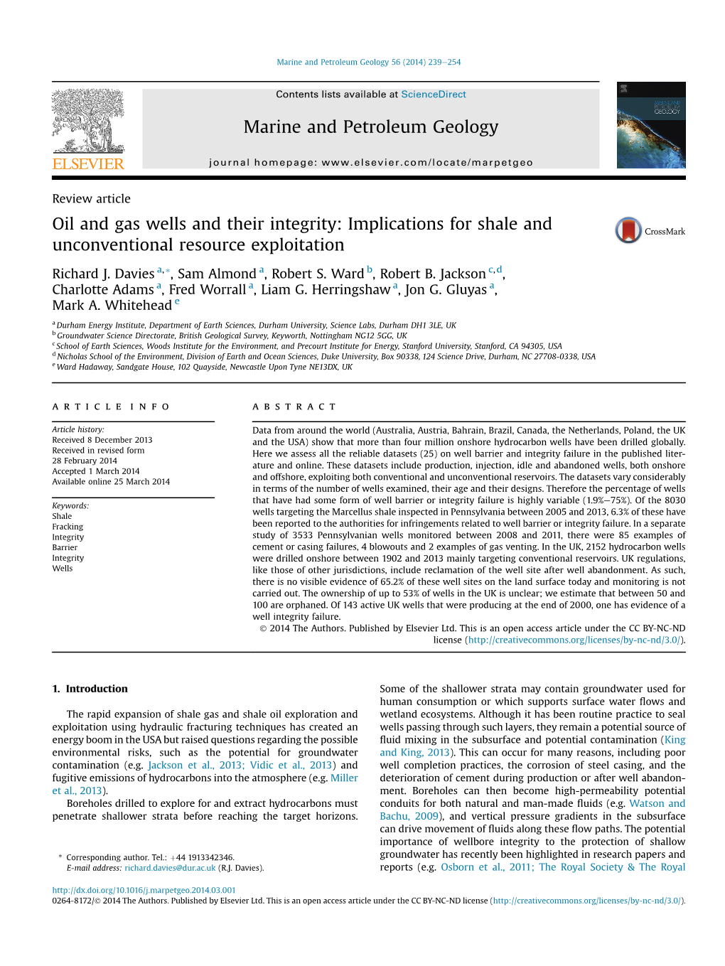 Oil and Gas Wells and Their Integrity: Implications for Shale and Unconventional Resource Exploitation