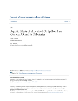 Aquatic Effects of a Localized Oil Spill on Lake Conway, AR and Its Tributaries M