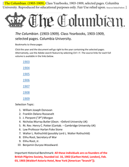 The Columbian. (1903-1909). Class Yearbooks, 1903-1909, Selected Pages