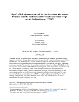 Evidence from the Paul Manafort Prosecution and the Foreign Agents Registration Act (FARA)