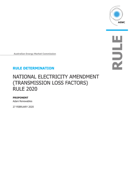 Transmission Loss Factors) Rule 2020