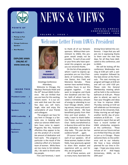 Welcome Letter from IAWA's President