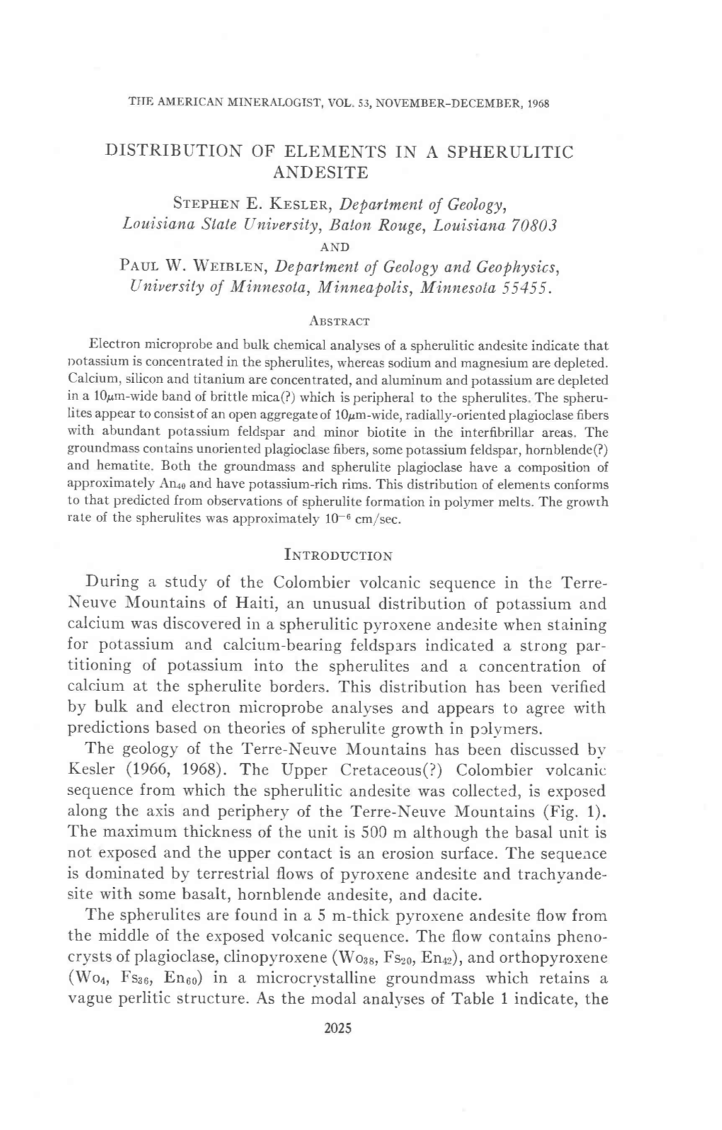 Distribution of Elements in a Spherulitic Andesite