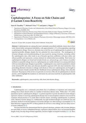 Cephalosporins: a Focus on Side Chains and -Lactam Cross-Reactivity