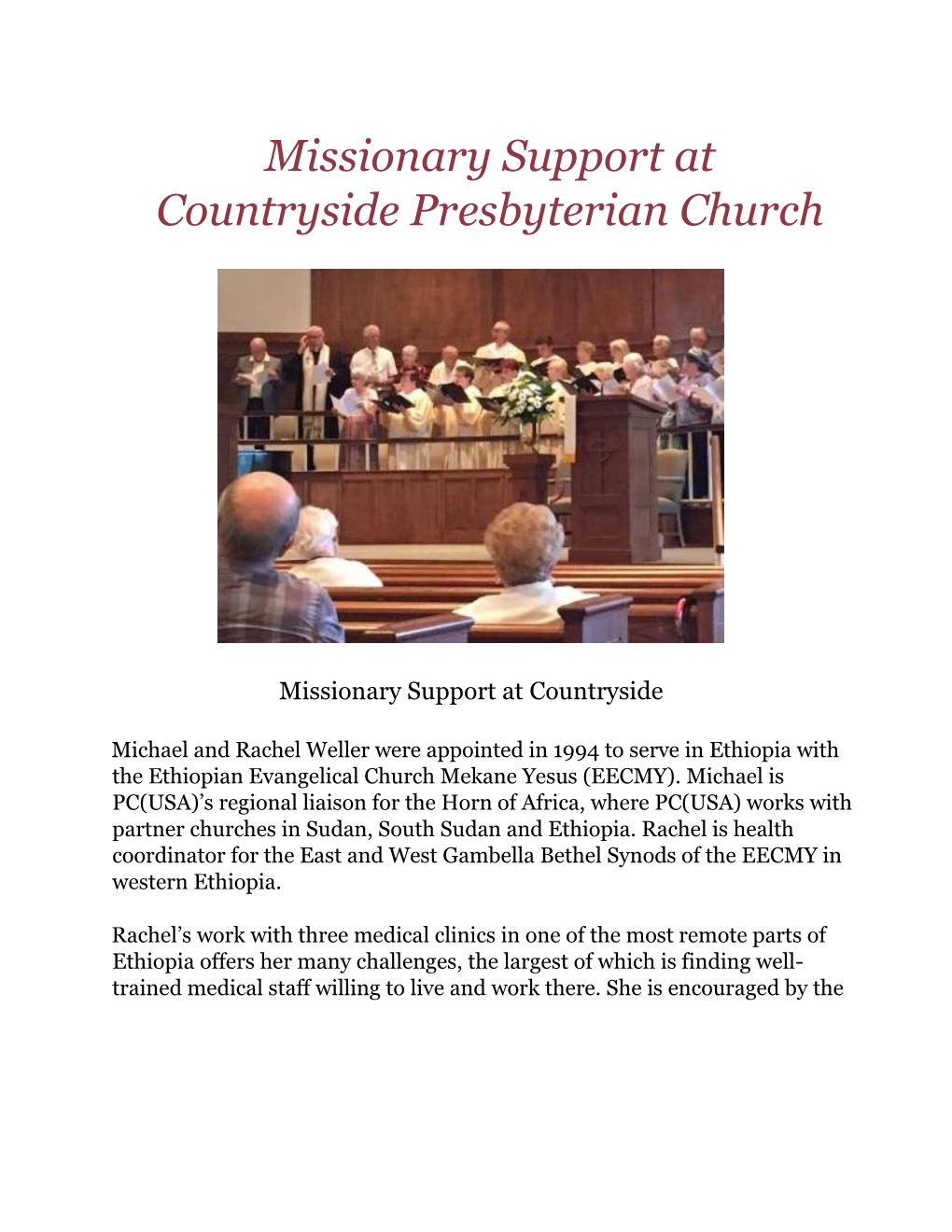 Missionary Support At