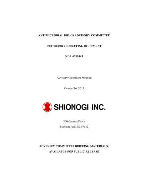 Shionogi Briefing Document