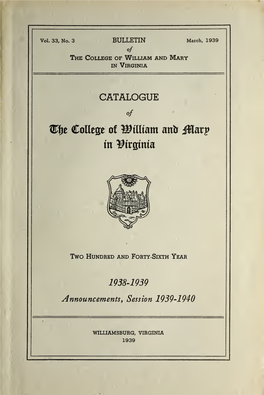 Bulletin of the College of William and Mary in Virginia